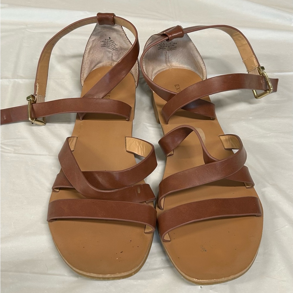 Express Tan Leather Strappy Sandals